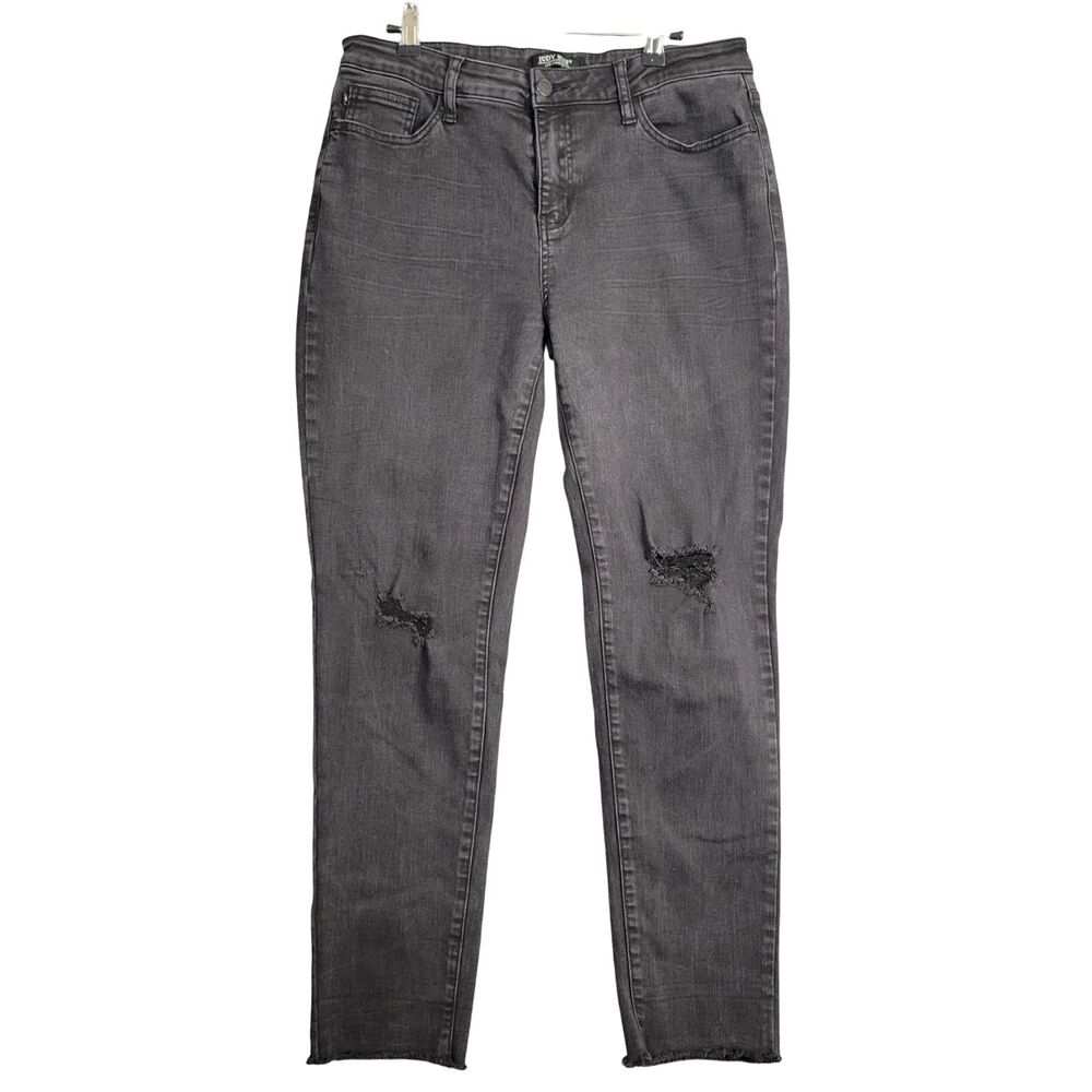JUDY BLUE JB88137 Black Slim Fit Distressed Skinny Stretch Denim Jean SIZE 11 30